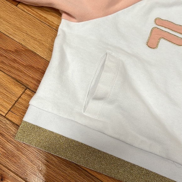 GUC🧡Fila Pink and White Sweatshirt jumper with Gold Sprinkle - Picture 10 of 10